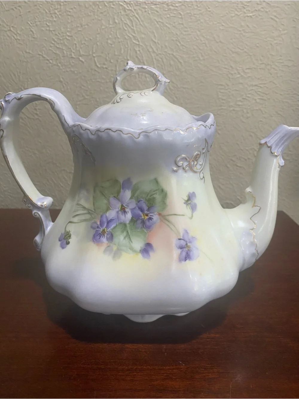 Vintage, Victorian Cottage core, Hand Painted Porcelain, 3 Piece Tea Serving Set